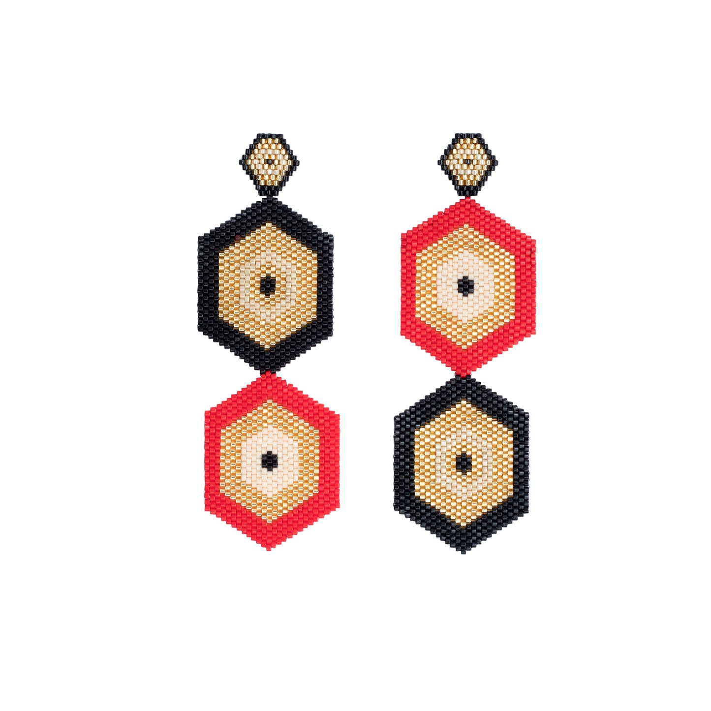 Aretes Poeta Rojo y Reina Invetido