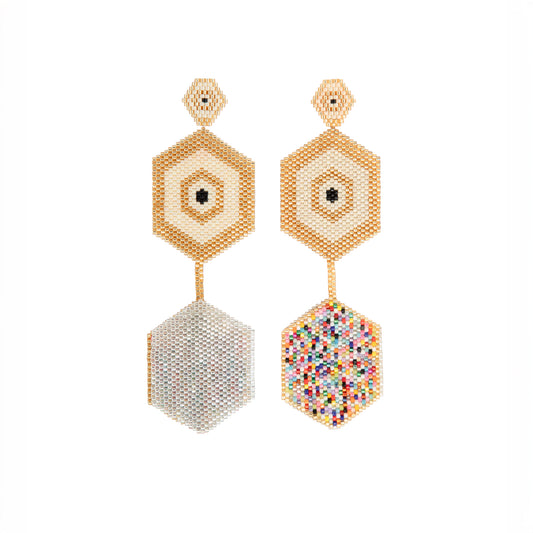 Aretes Tres Horus Doradas Disco Button