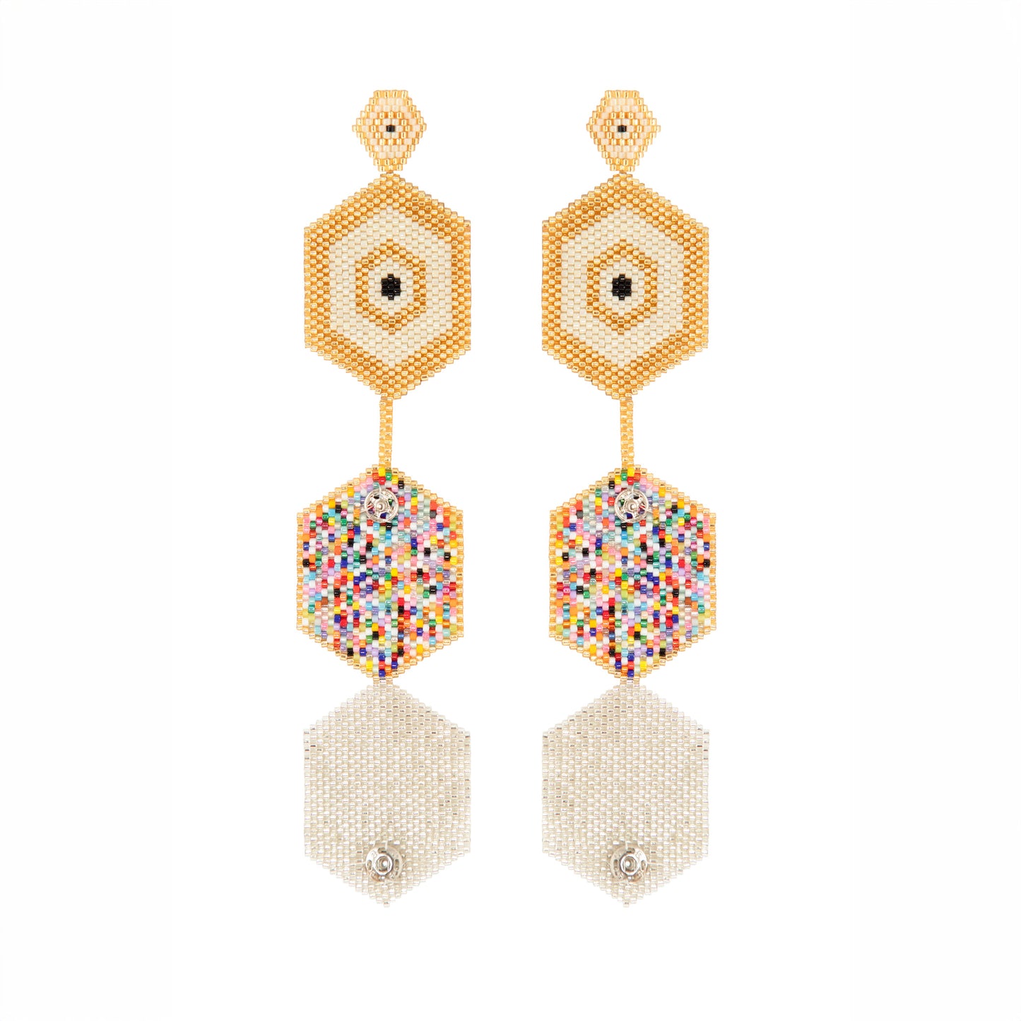 Aretes Tres Horus Doradas Disco Button