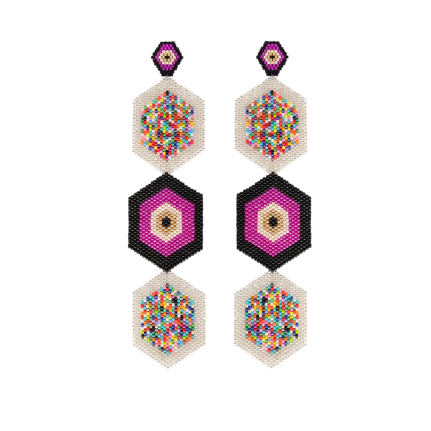 Aretes Tres Horus Disco Fucsia