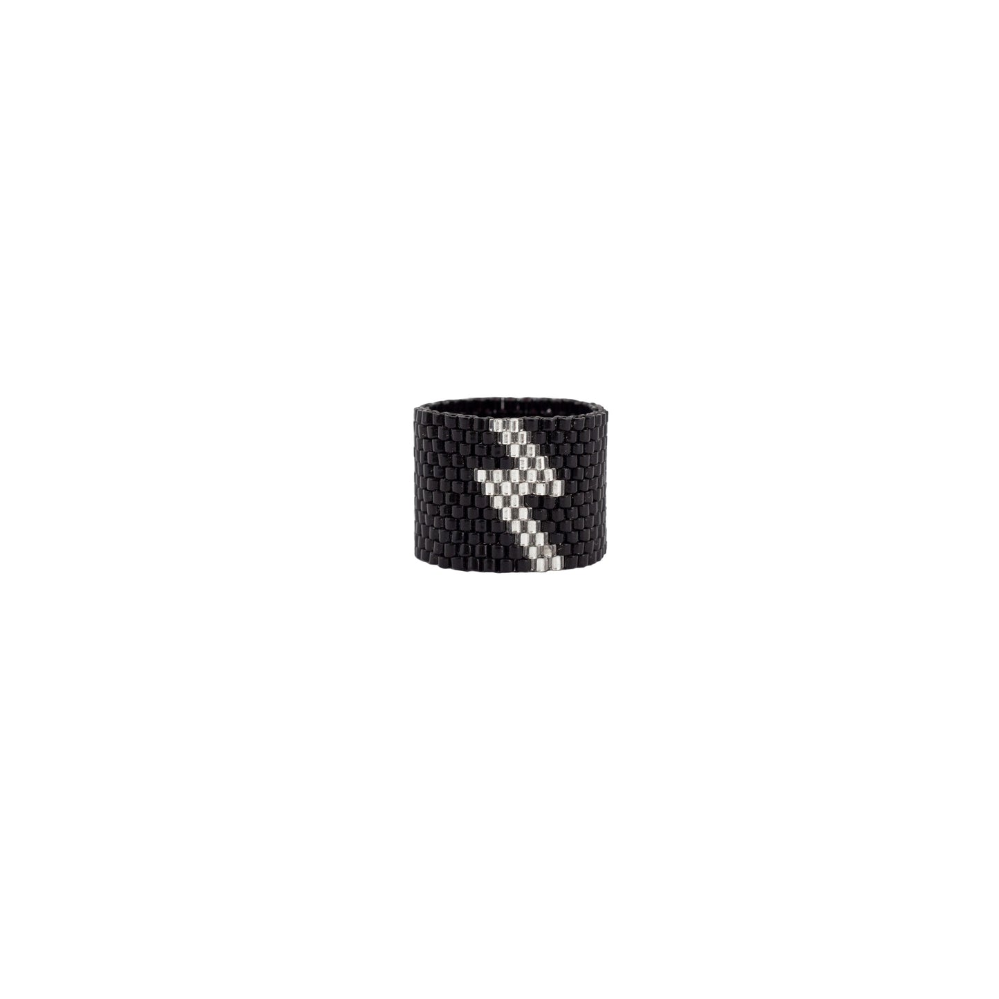 Anillo Haiku Rayo Negro con Plateado