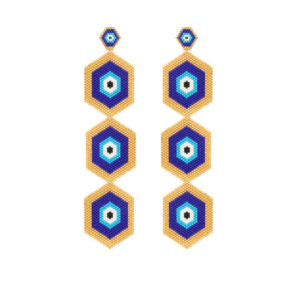 Aretes Tres Horus Mar Dorado