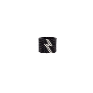 Anillo Haiku Rayo Negro con Plateado