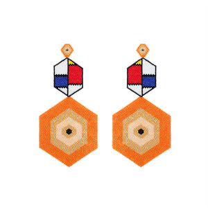 Aretes King Horus Mondrian Naranja